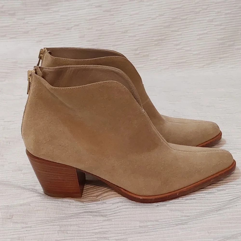 Vince Taupe Suede Ankle Booties Size 7.5